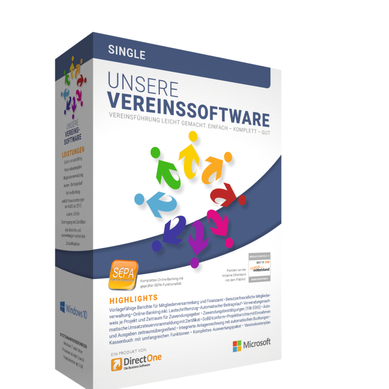 Unsere Vereinssoftware - Einzelplatz (Windows) bis 250 Mitglieder